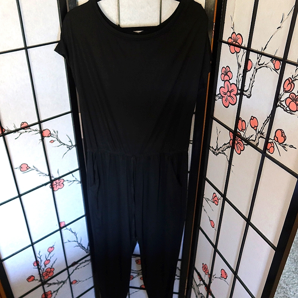 Black Romper Short Sleeve Pants Size Large